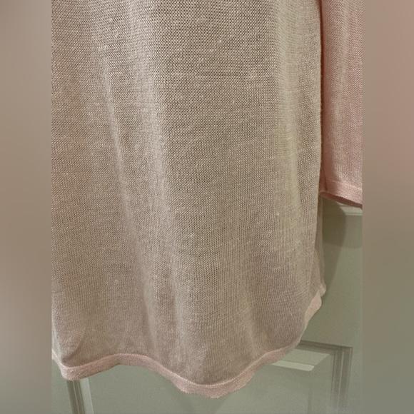J. Jill XS Blush Pink Linen Blend Embroidered Collar Chest Lightweight Sweater - Picture 10 of 15